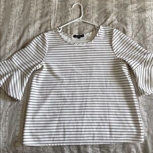 Green Envelope Black and White Knit Top